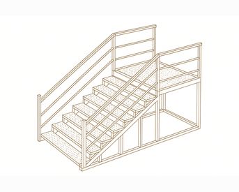 Изображение для товара Лестница металлическая с перилами (7 ступеней, просечно-вытяжной лист, с площадкой)